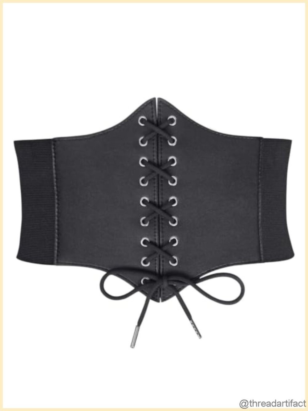 PU Leather Lace-Up Corset Waist Belt Vintage Waspie Wide Elastic Belt Costume
